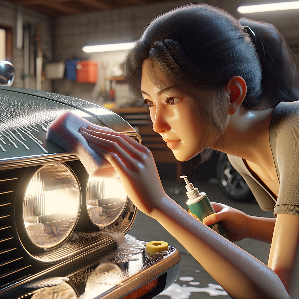 nettoyer les phares d'une voiture , style 3d