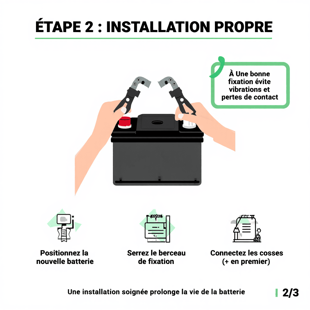 Installation propre : fixer correctement la nouvelle batterie Renault Clio 5